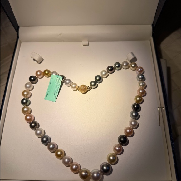 Elegant Multicolor Cultured Pearl Necklace 17” with 14k Yellow Gold NWT - Picture 2 of 11